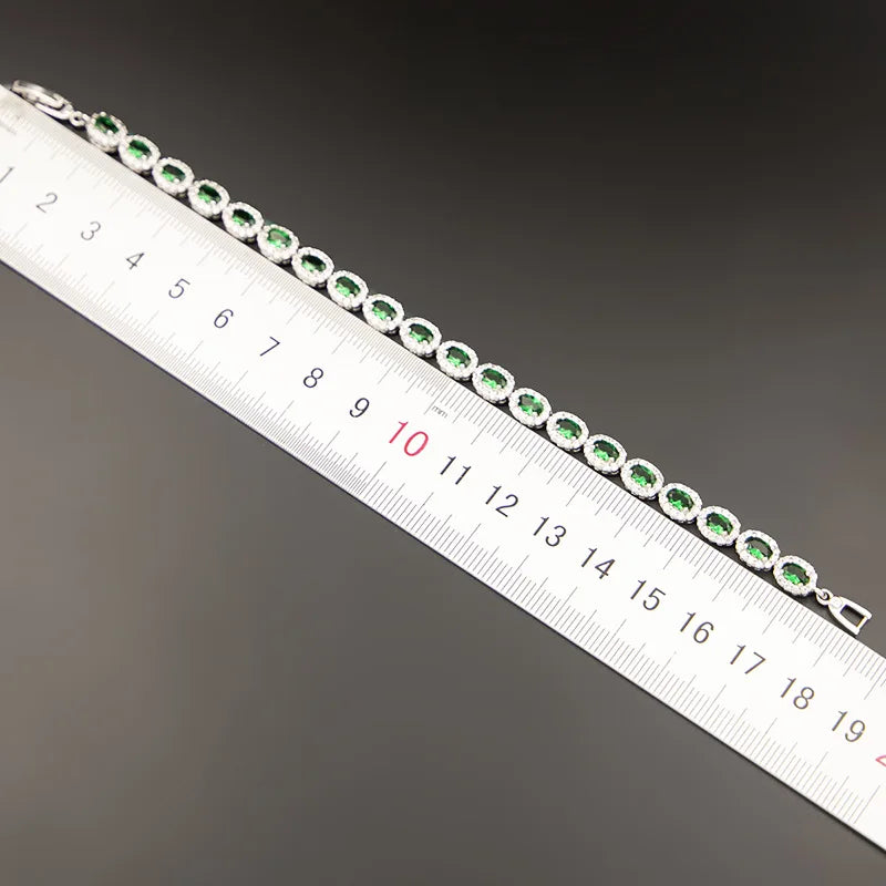 Luxury Charm Bracelet Oval Emerald Zircon Gemstone Accessories