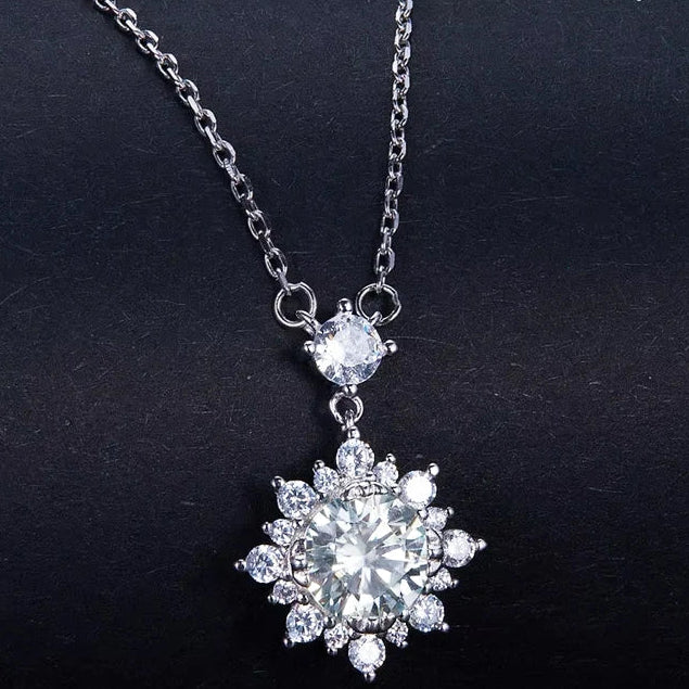 Moissanite Halo Necklace