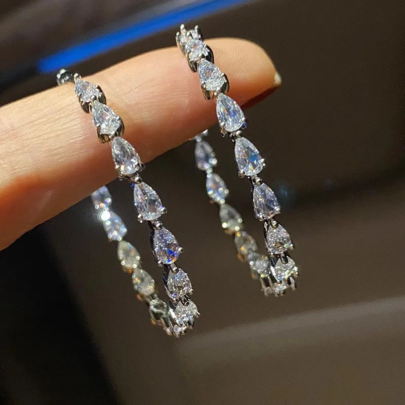 Water drops large hoops earrings