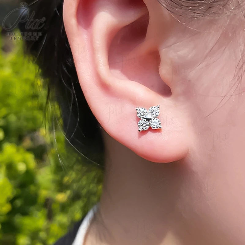 Clover Shape Jewel Classic Ear Stud