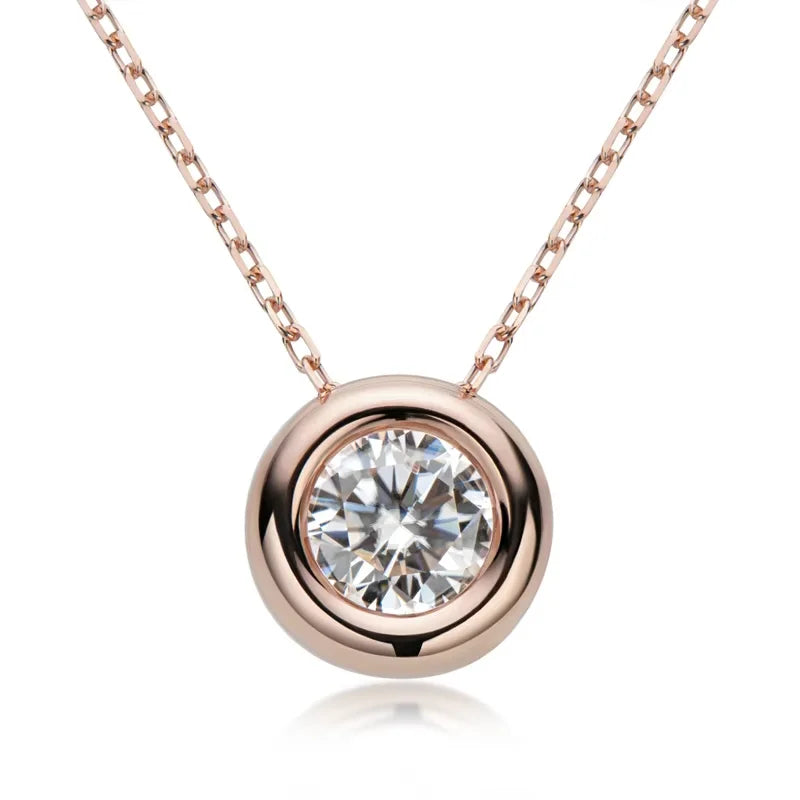 Round Bezel Moissanite Pendant Necklace