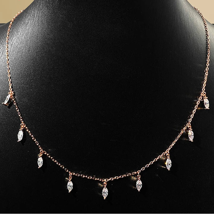 Marquise Cut Necklace 9 Gems Pendant