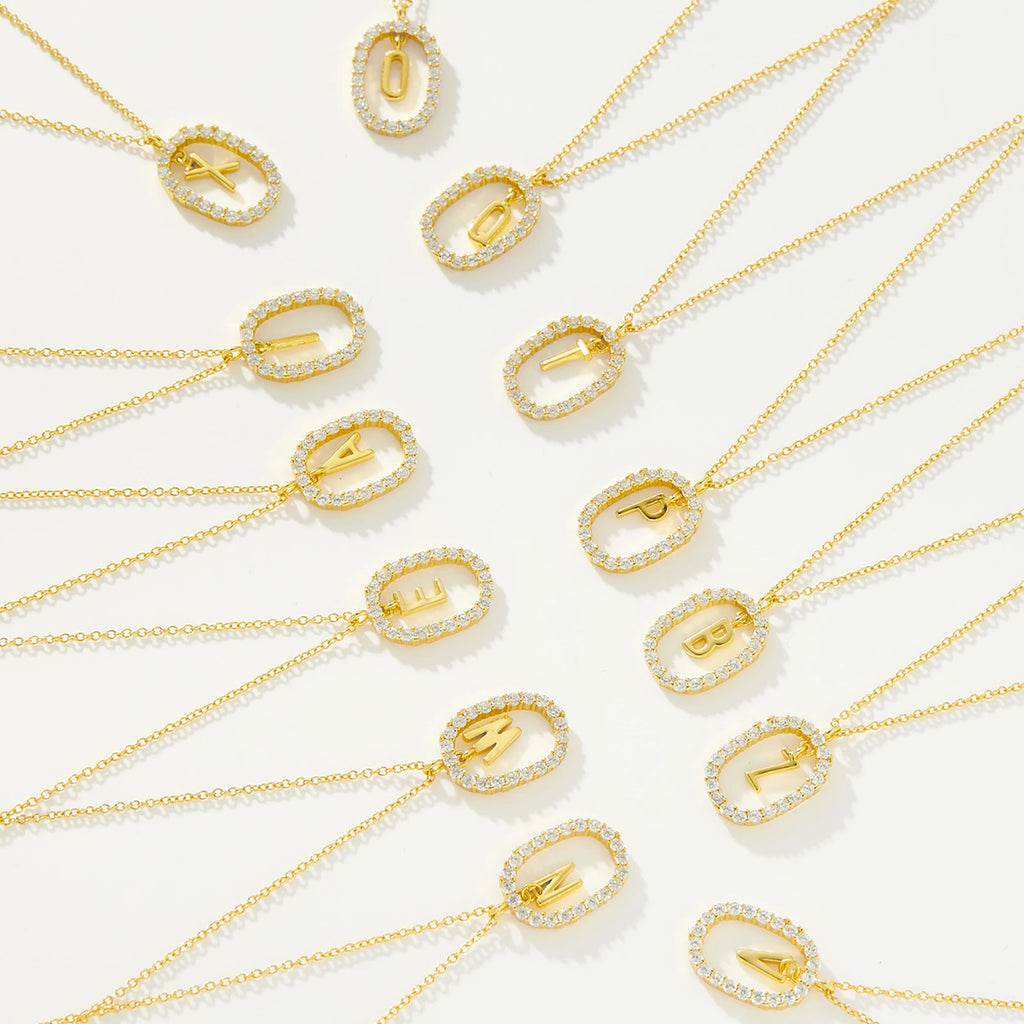 Silver Gold Initial Letters Pendant Alphabet Necklace