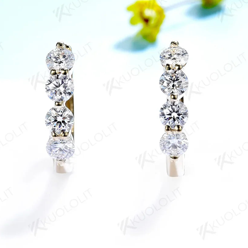 Clip Hoop Earrings Round Cut