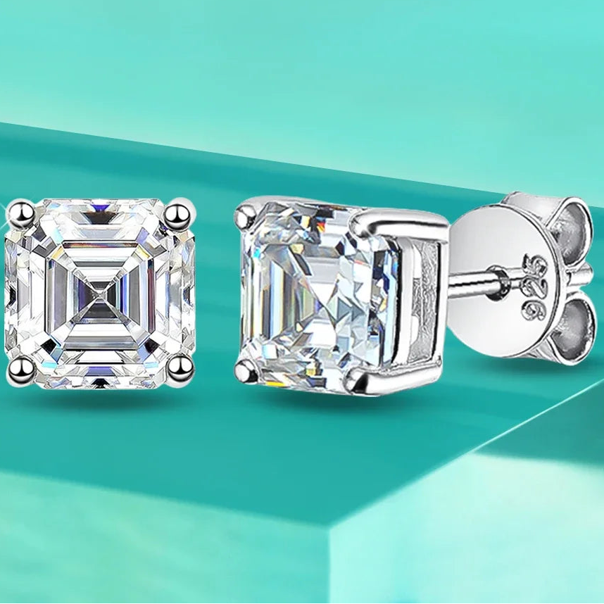 Asscher Cut  Stud Earrings