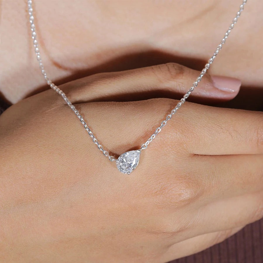 Pear Cut Moissanite Pendant Necklace