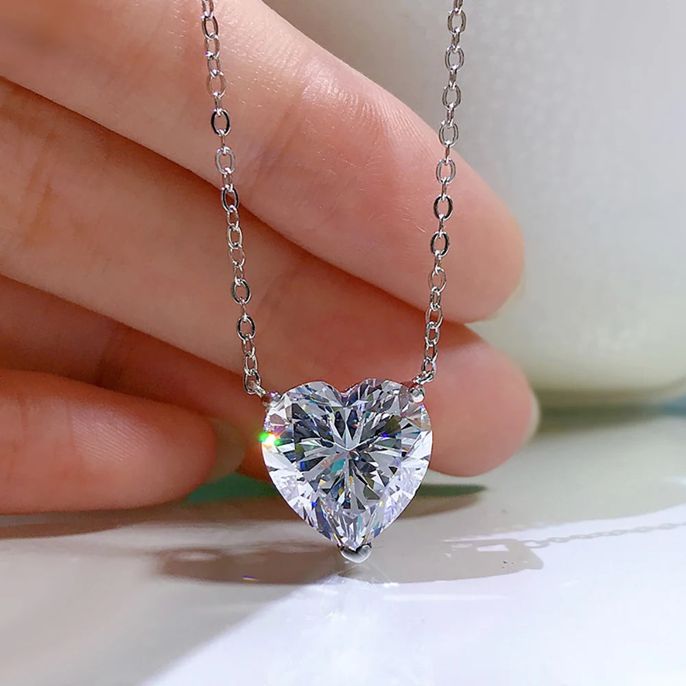 Solitaire Heart Cut Pendant Necklace