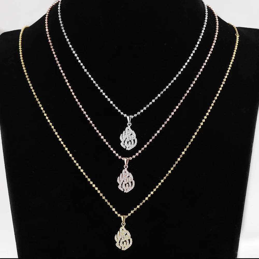 Sparkling Flame  Pendant Necklace