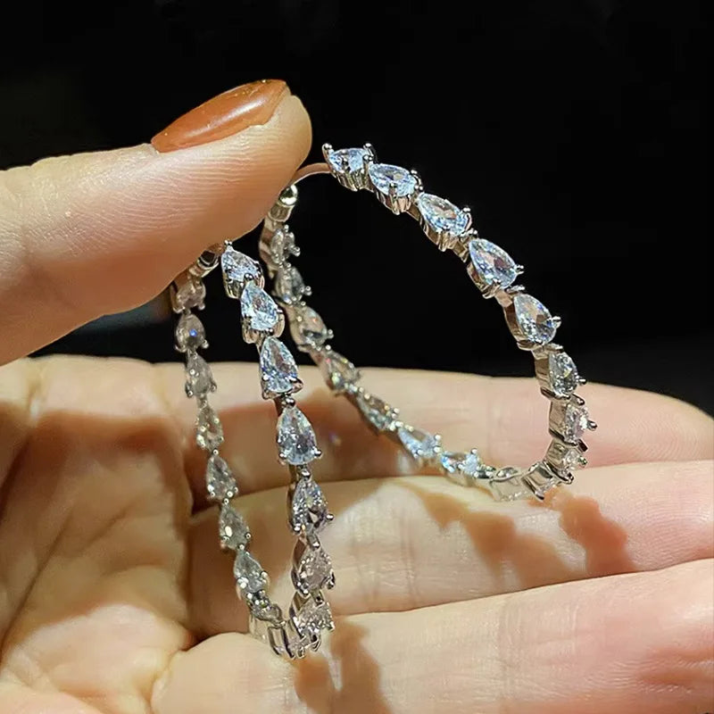 Water drops large hoops earrings