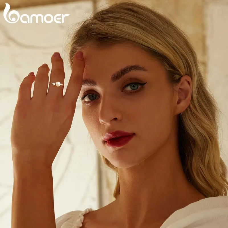 Pearl Moissanite Ring