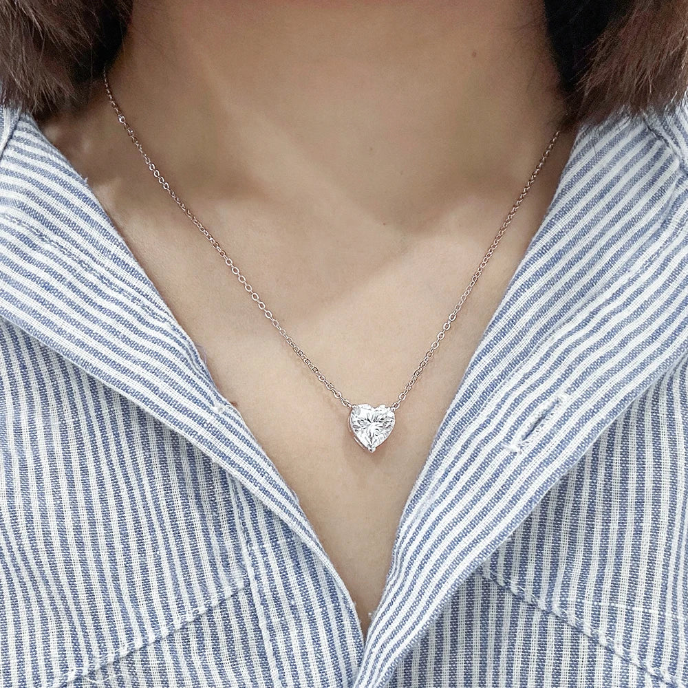 Solitaire Heart Cut Pendant Neck Chain