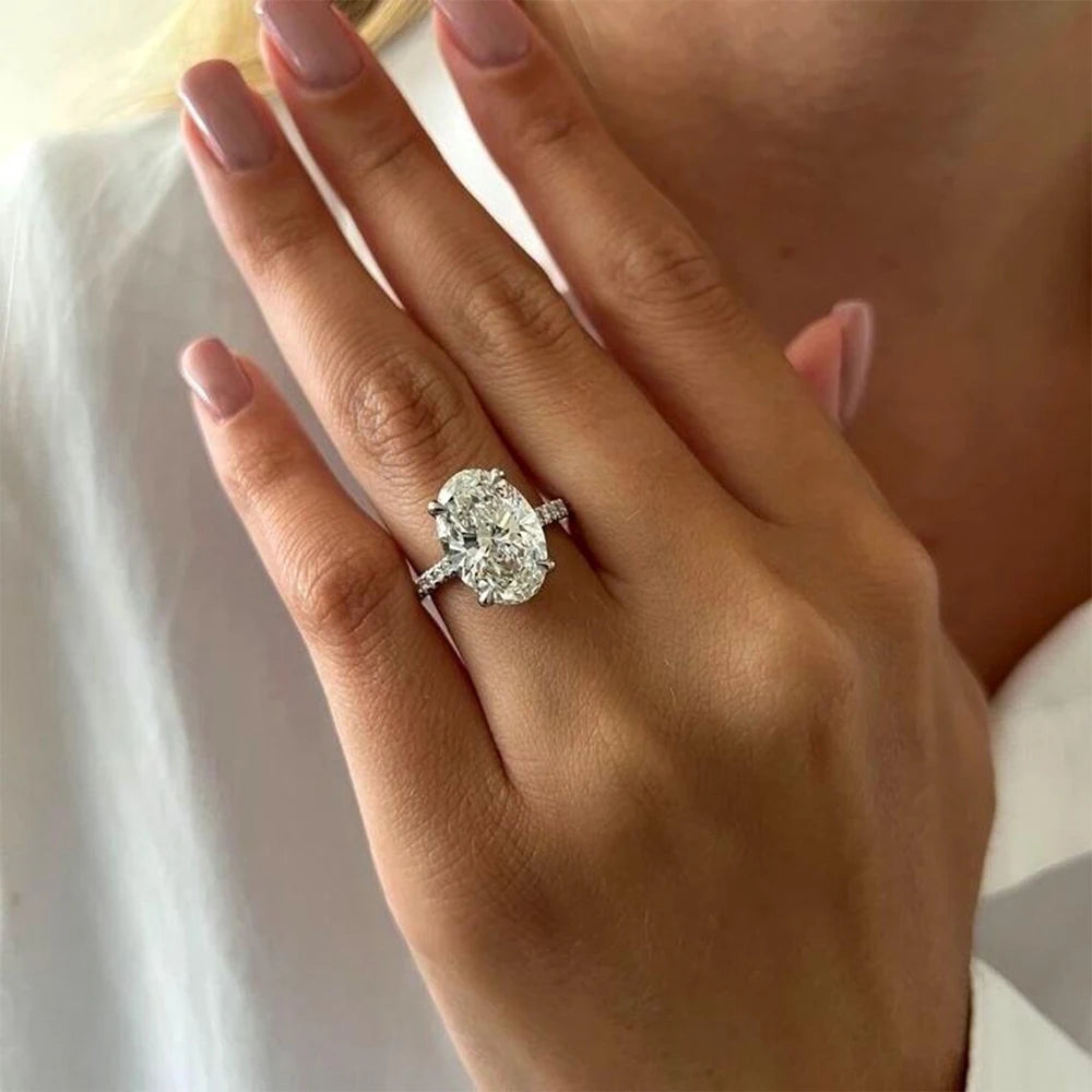 Oval Cut Full Solitaire Moissanite Ring