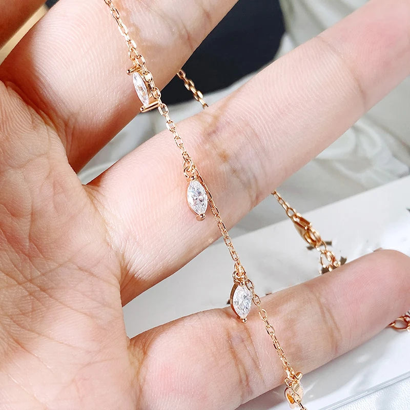 Marquise Cut Necklace 9 Gems Pendant