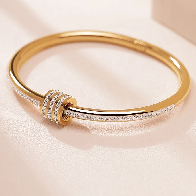 Zircon Bangle For Women Circular Screw Bracelet