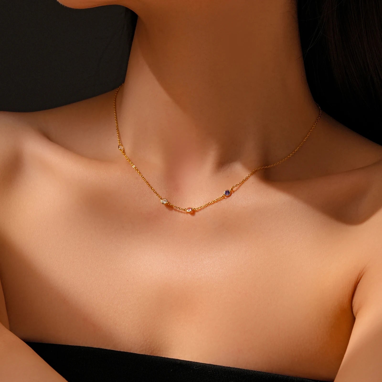 Pear Shape Opal Round Zircon Colorful Luxury Long Chain Necklace