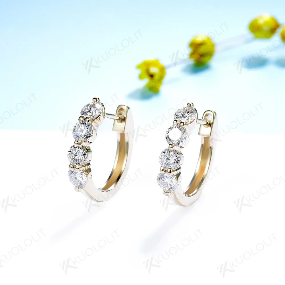 Clip Hoop Earrings Round Cut