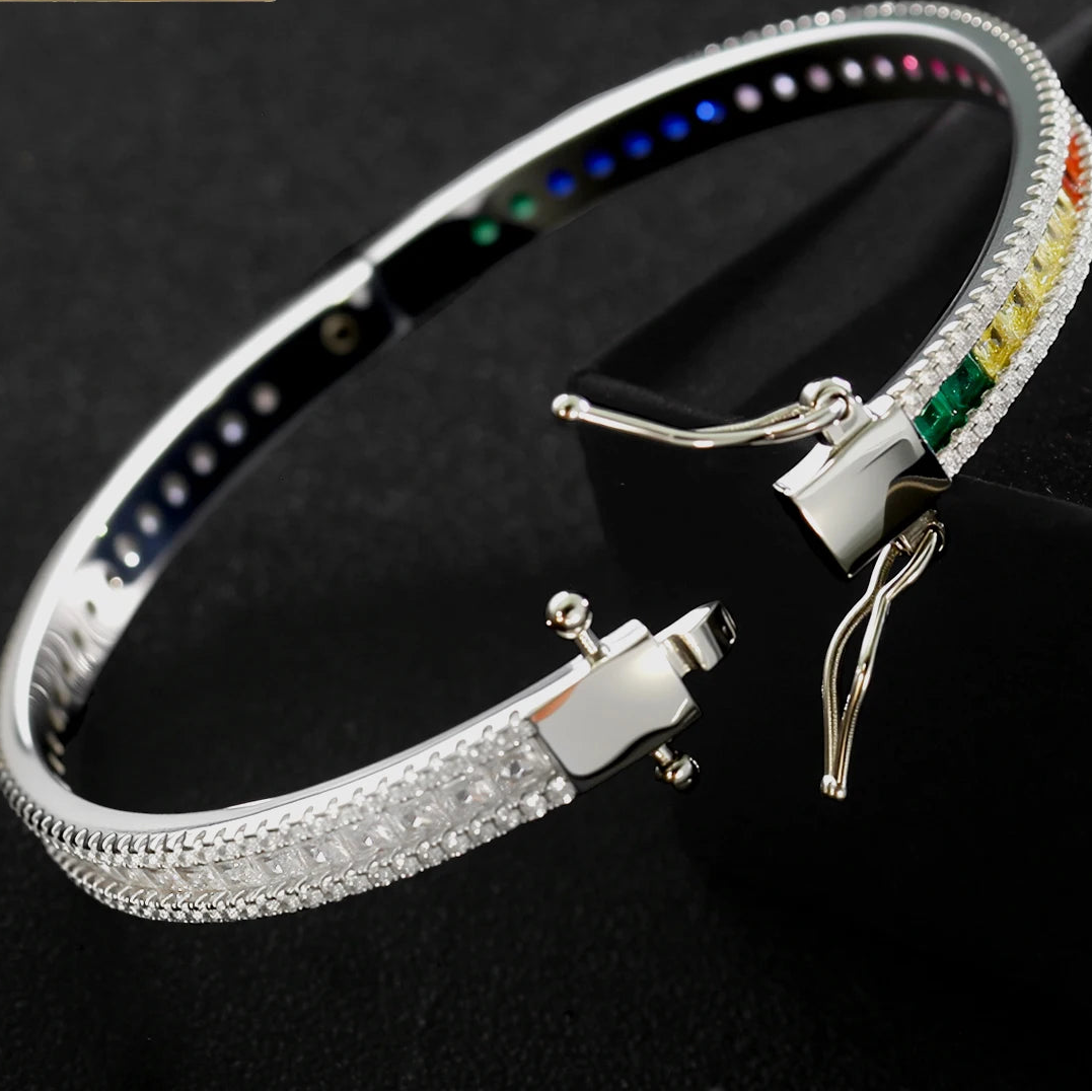Colorful Zircon Bracelet Push-Pull Clasp
