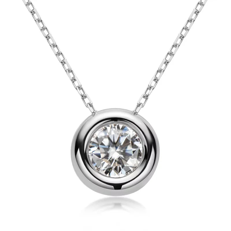 Round Bezel Moissanite Pendant Necklace
