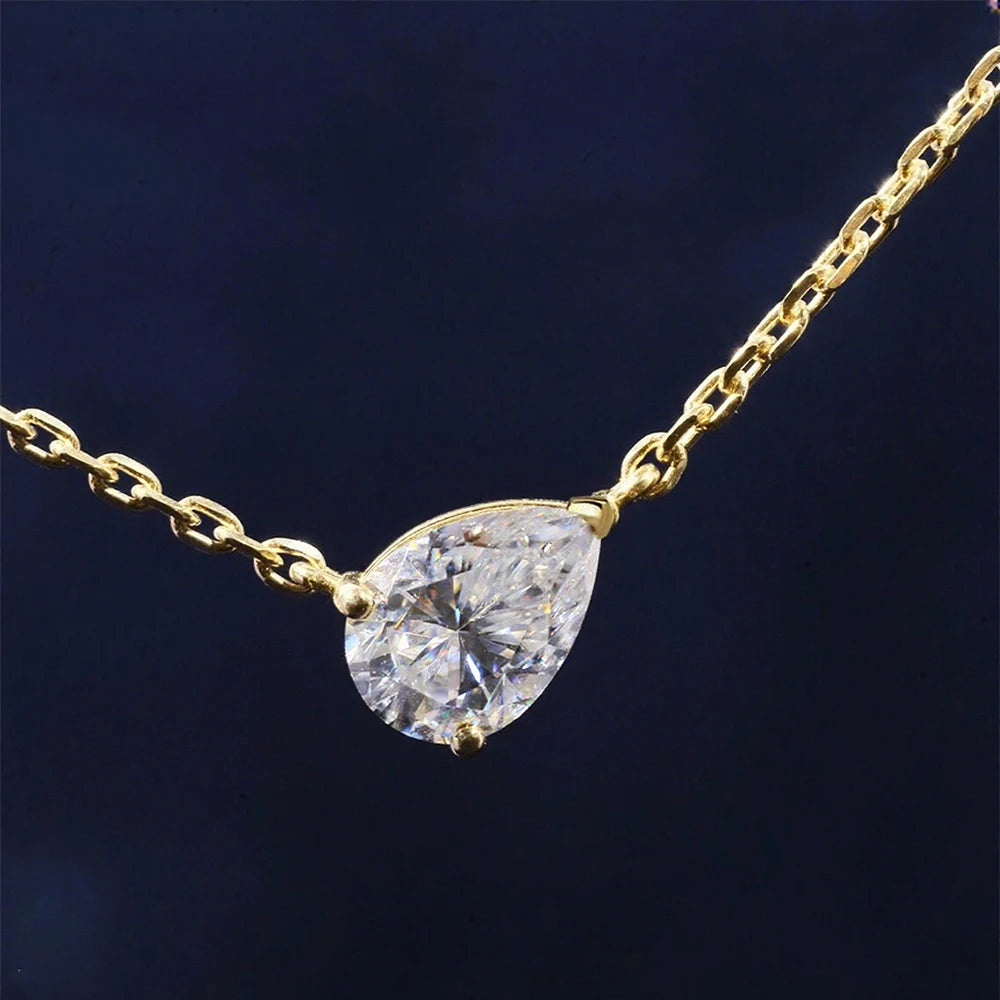 Pear Cut Moissanite Pendant Necklace