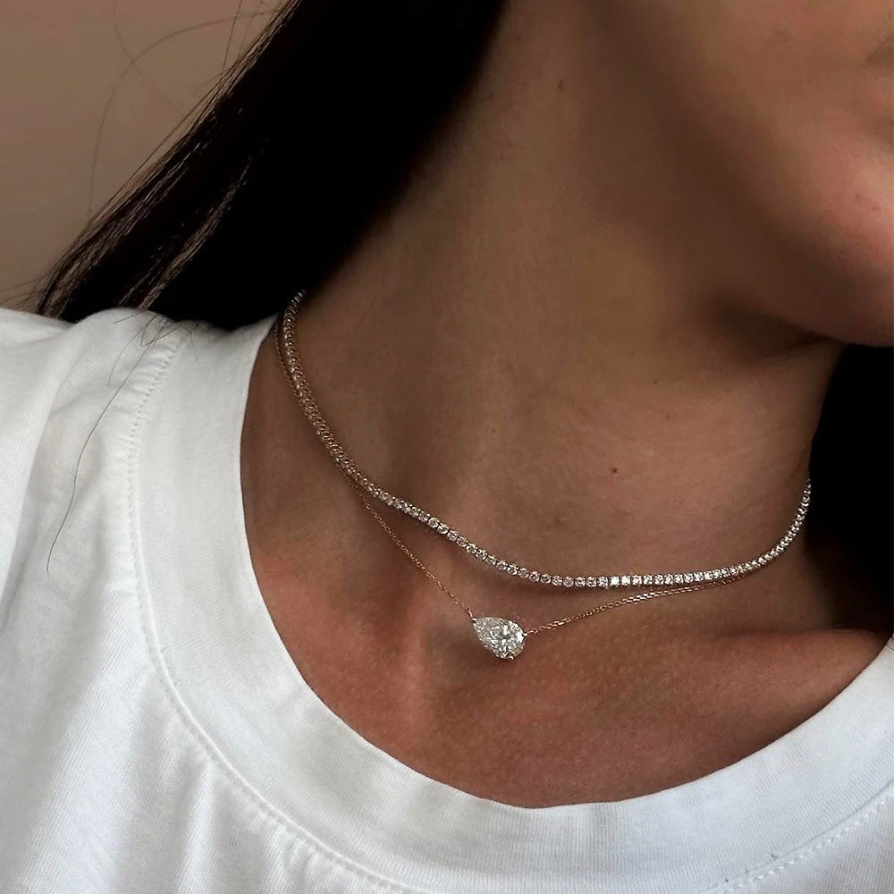 Pear Cut Moissanite Pendant Necklace