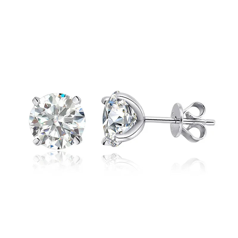 Moissanite Stud Earrings - 925 Sterling Silver
