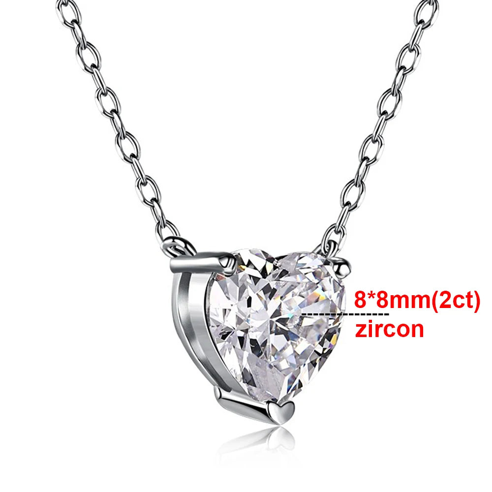 Solitaire Heart Cut Pendant Necklace