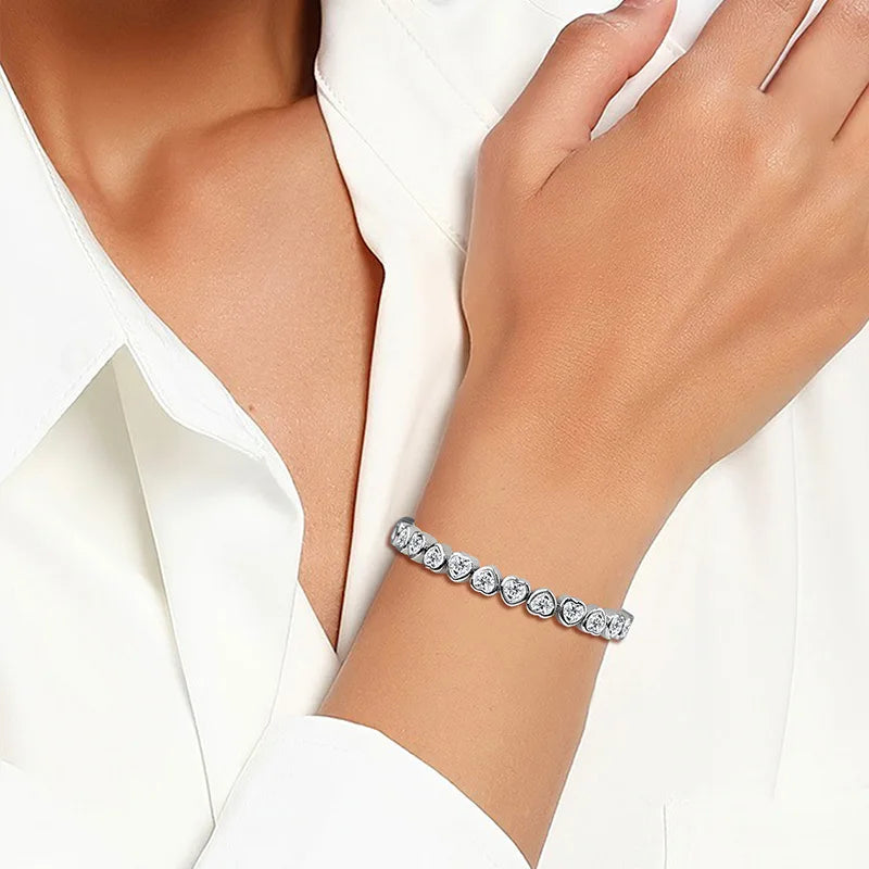 Trendy Heart Lab Diamond Bangle Bracelet