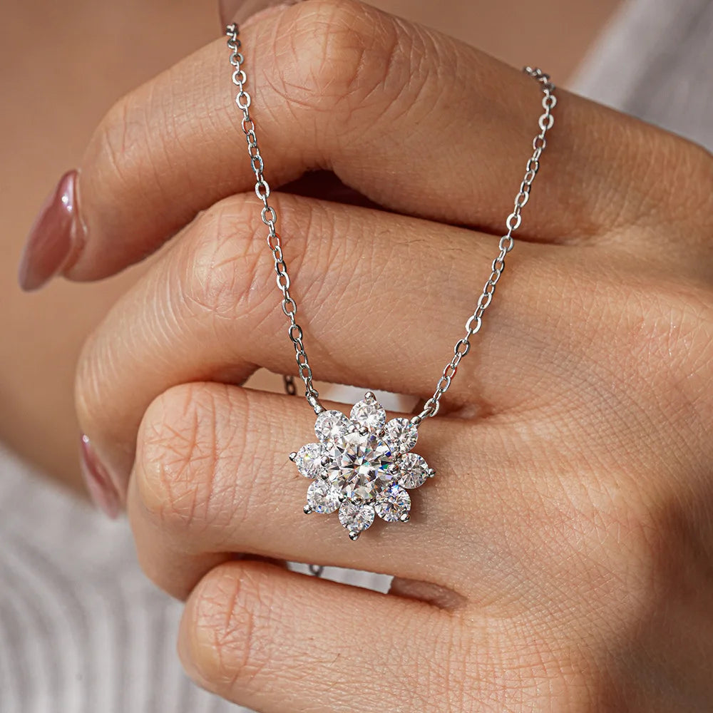 Sunflower Moissanite Pendant Necklace