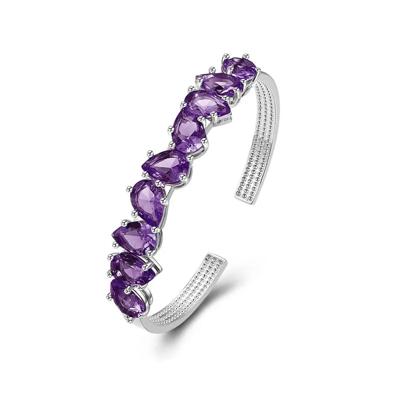 Waterdrop Pear Amethyst Adjustable Bangle