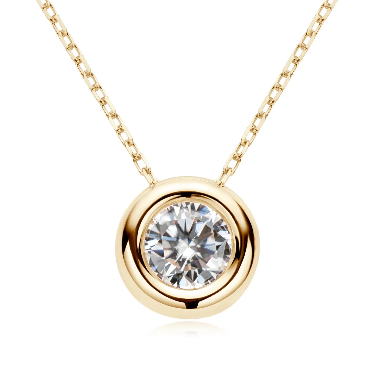 Round Bezel Moissanite Pendant Necklace