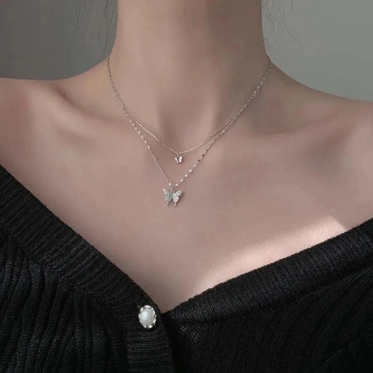 Butterfly Double Layer Necklace
