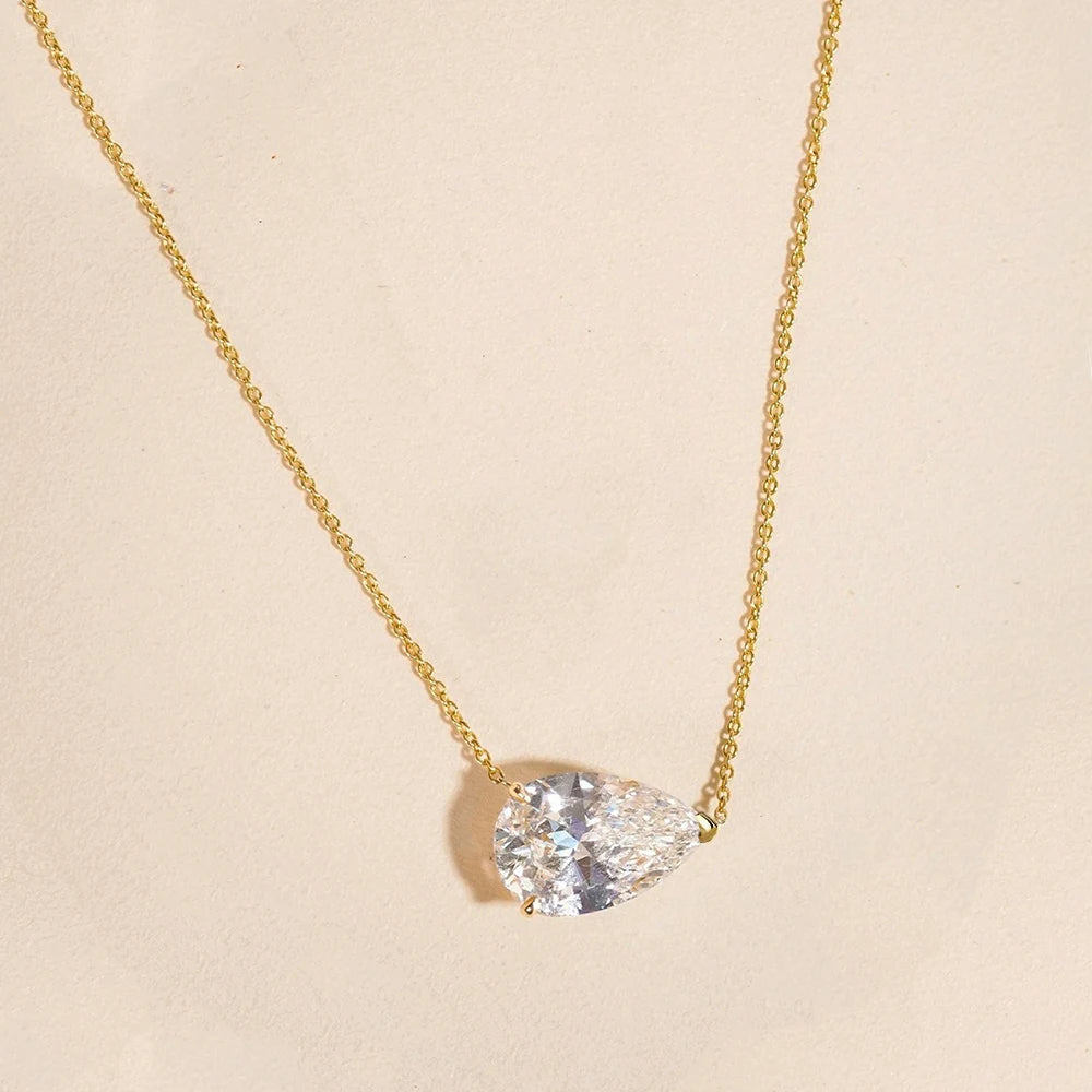 Pear Cut Moissanite Pendant Necklace