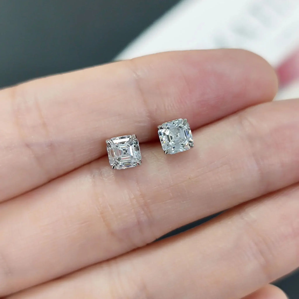 Asscher Cut  Stud Earrings