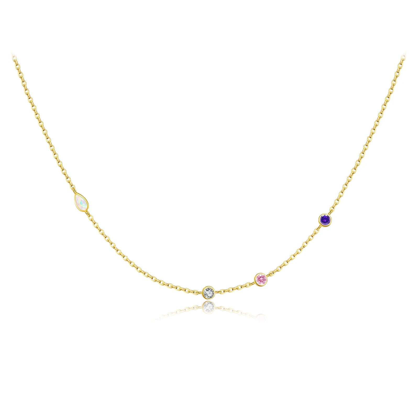 Pear Shape Opal Round Zircon Colorful Luxury Long Chain Necklace