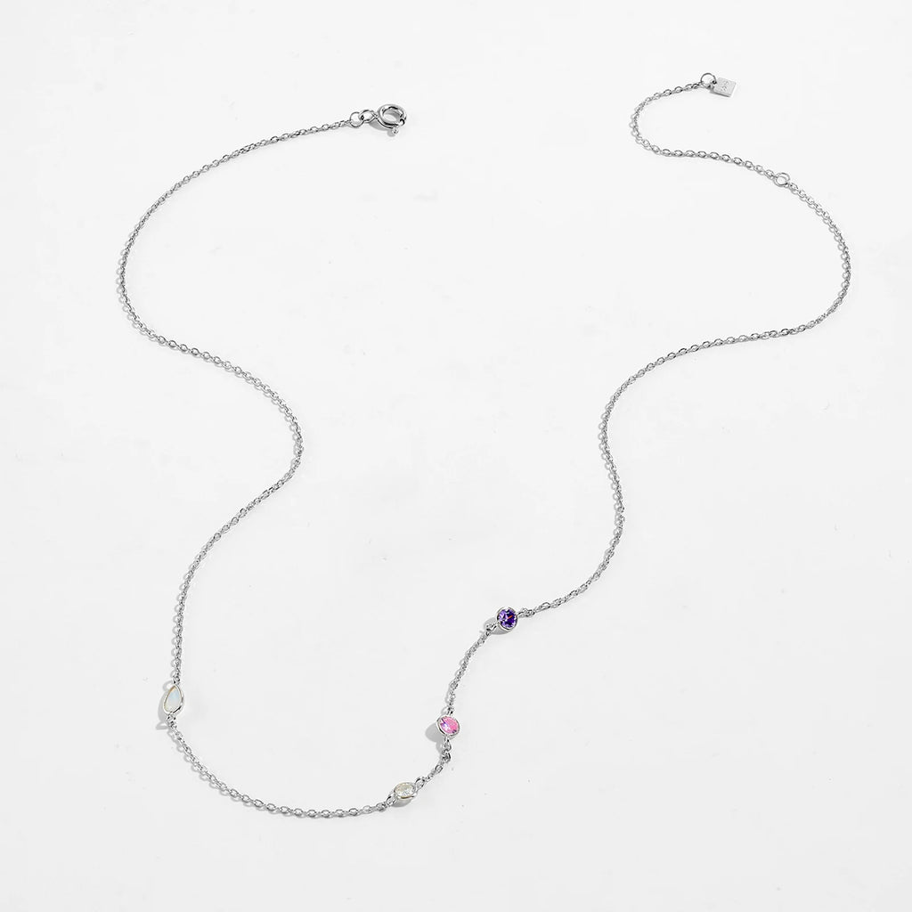 Pear Shape Opal Round Zircon Colorful Luxury Long Chain Necklace