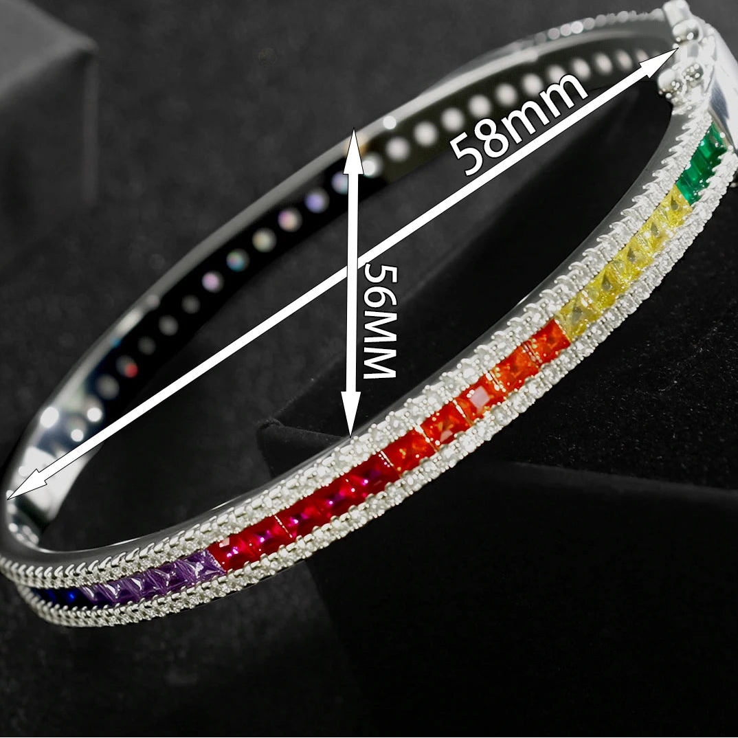 Colorful Zircon Bracelet Push-Pull Clasp