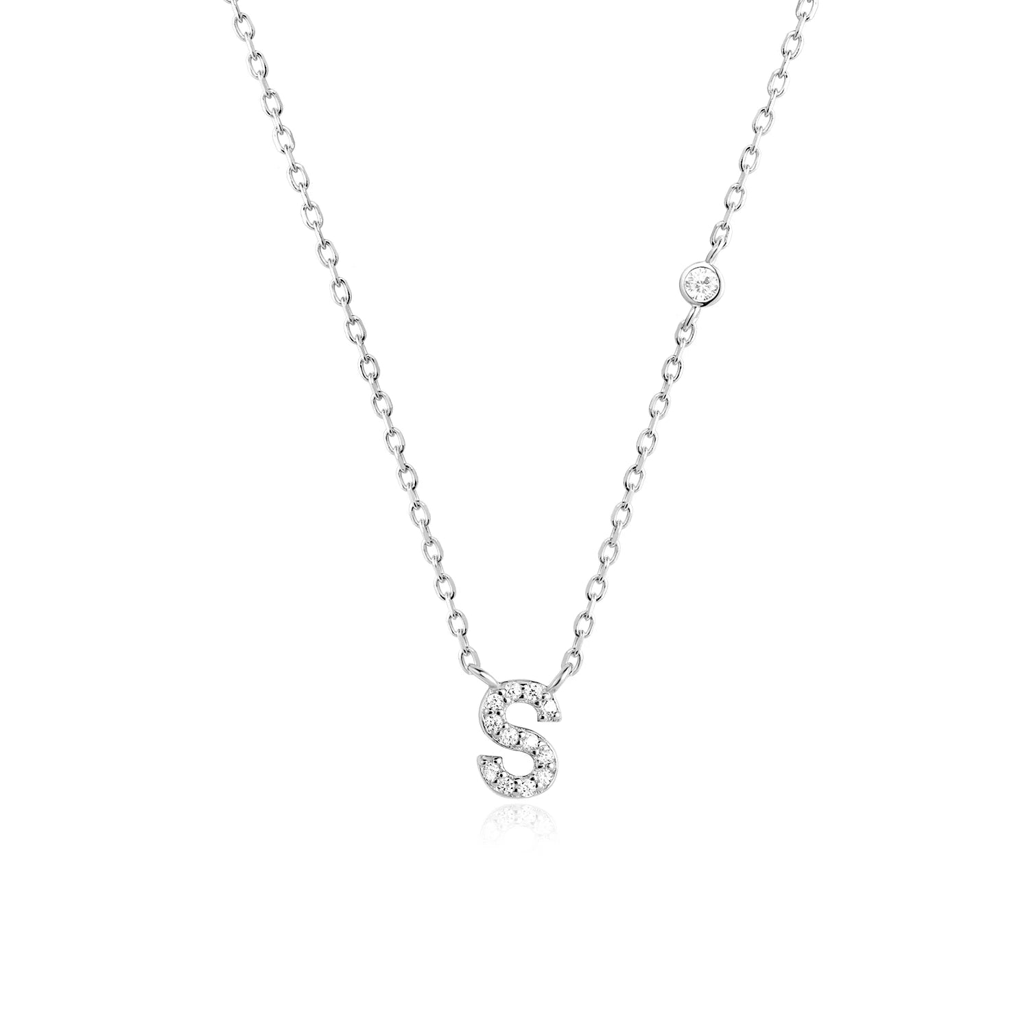 Initial Alphabet Necklace - 925 Sterling Silver