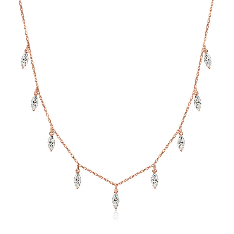 Marquise Cut Necklace 9 Gems Pendant