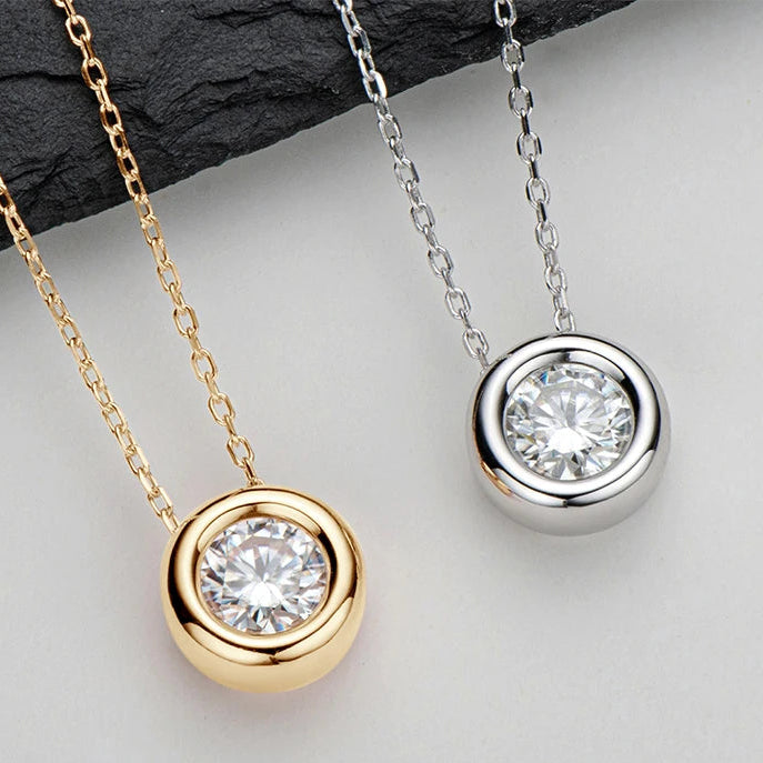 Round Bezel Moissanite Pendant Necklace