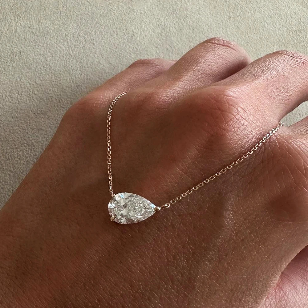 Pear Cut Moissanite Pendant Necklace