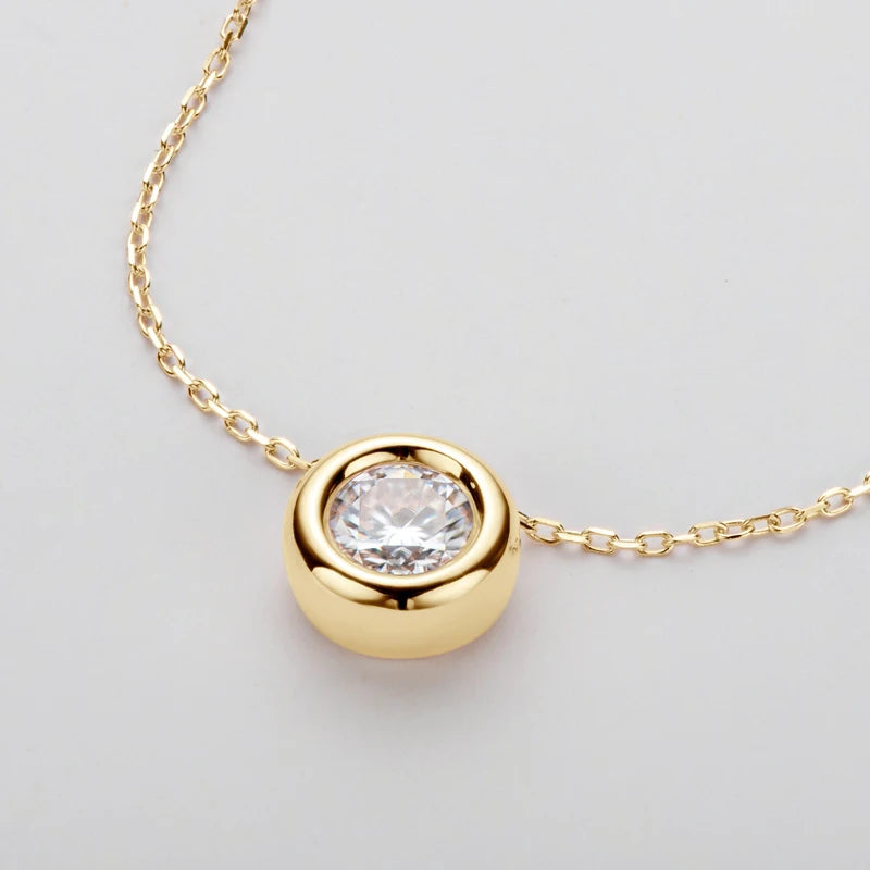 Round Bezel Moissanite Pendant Necklace