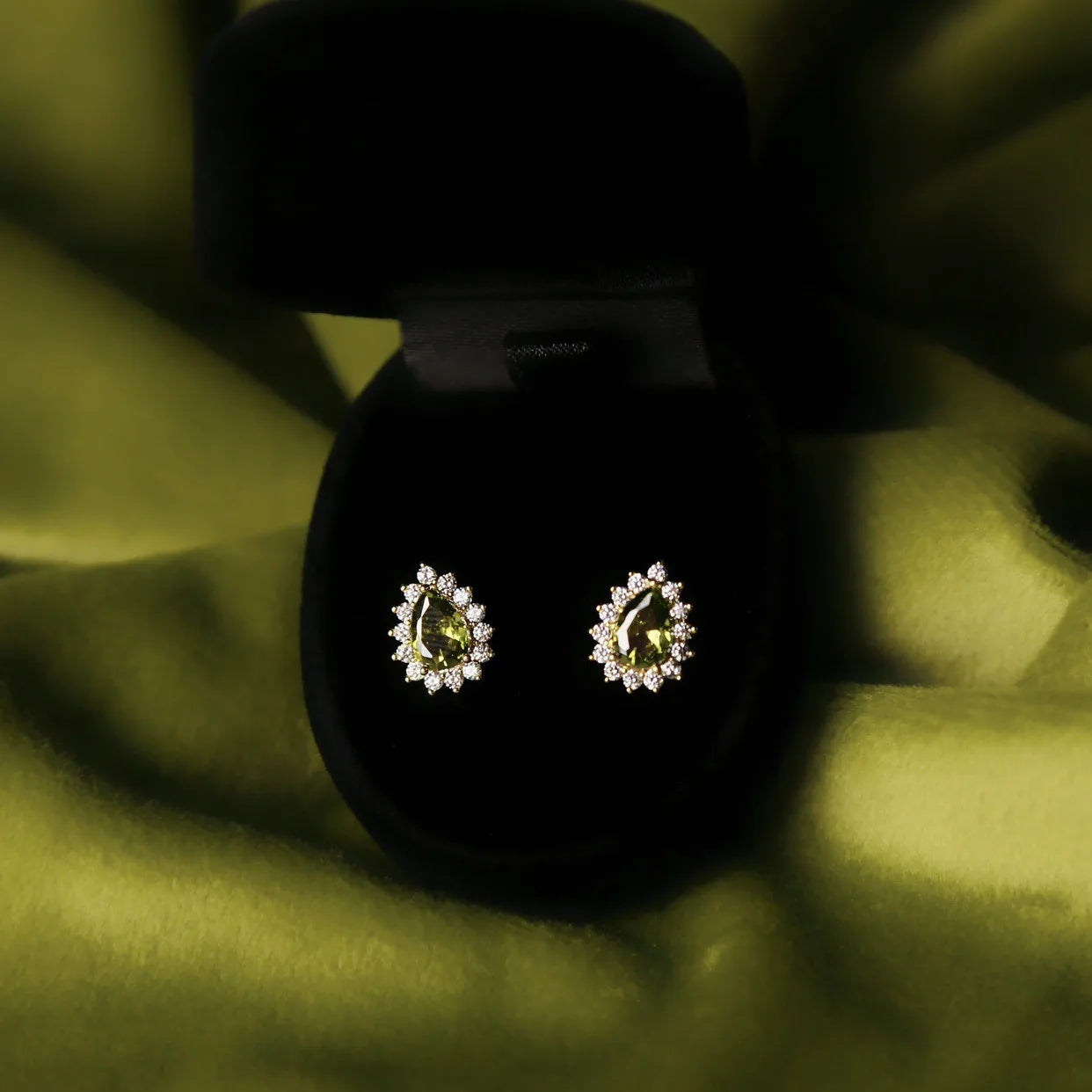 Green Water Droplet Ear Accessories