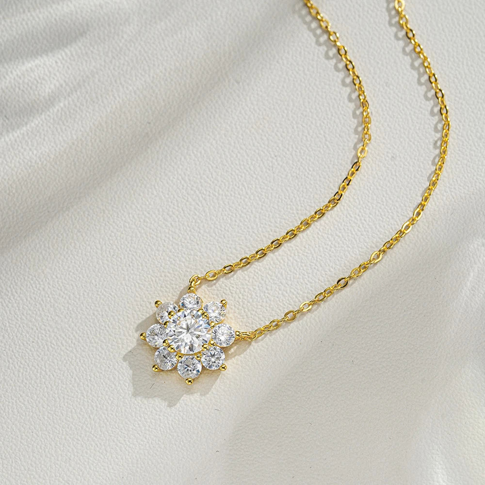 Sunflower Moissanite Pendant Necklace