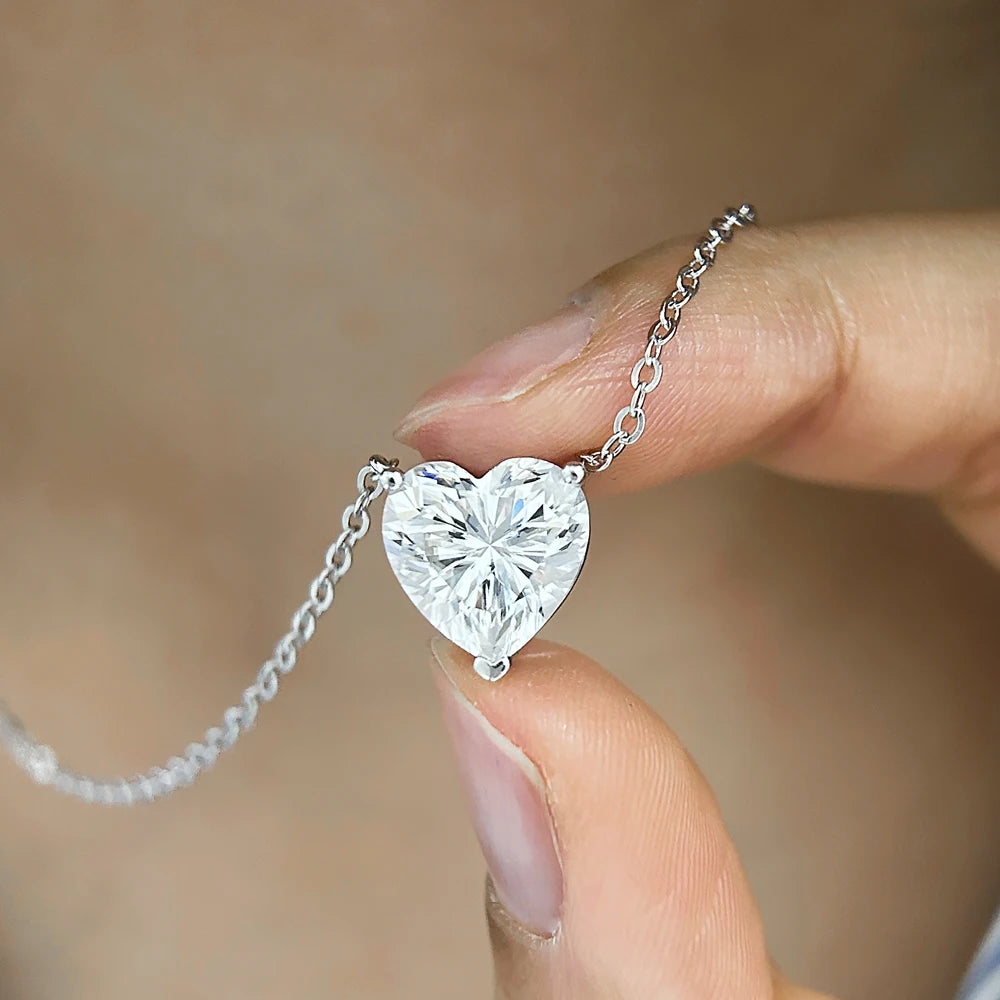 Solitaire Heart Cut Pendant Neck Chain