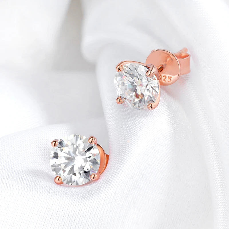 Moissanite Stud Earrings - 925 Sterling Silver