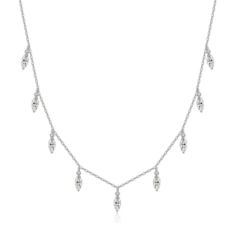 Marquise Cut Necklace 9 Gems Pendant