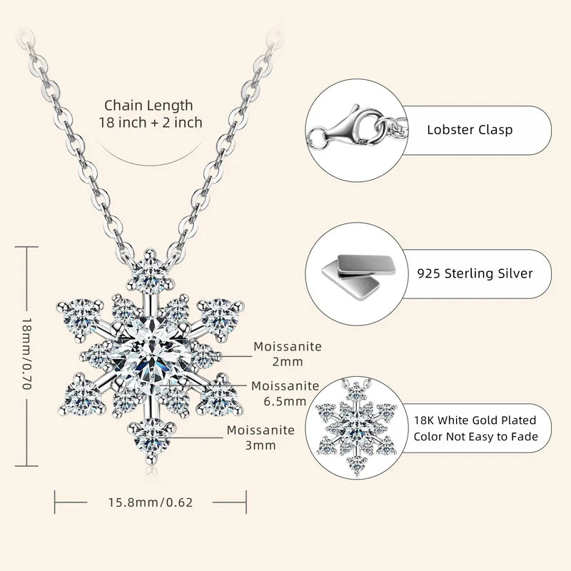 Round Cut  Snowflake Pendant Necklaces