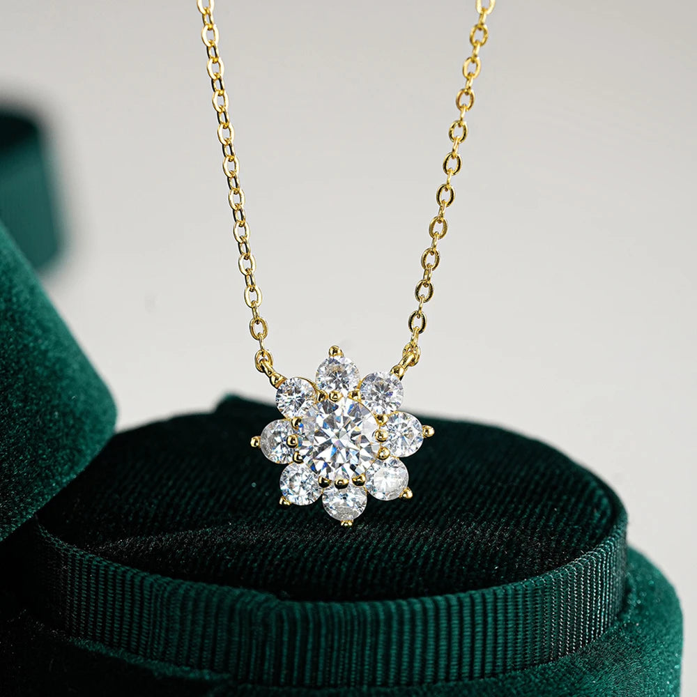 Sunflower Moissanite Pendant Necklace