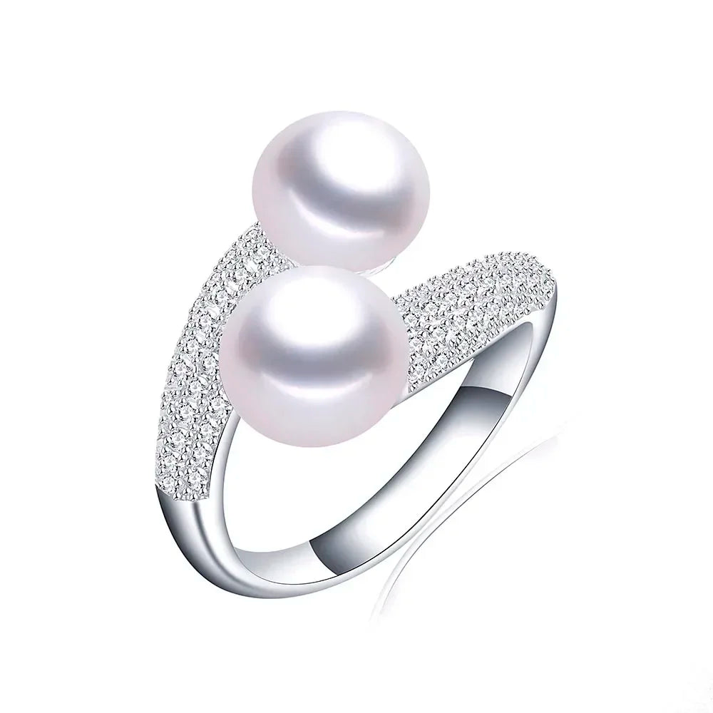 New Double Pearl Adjustable  Pearl Ring