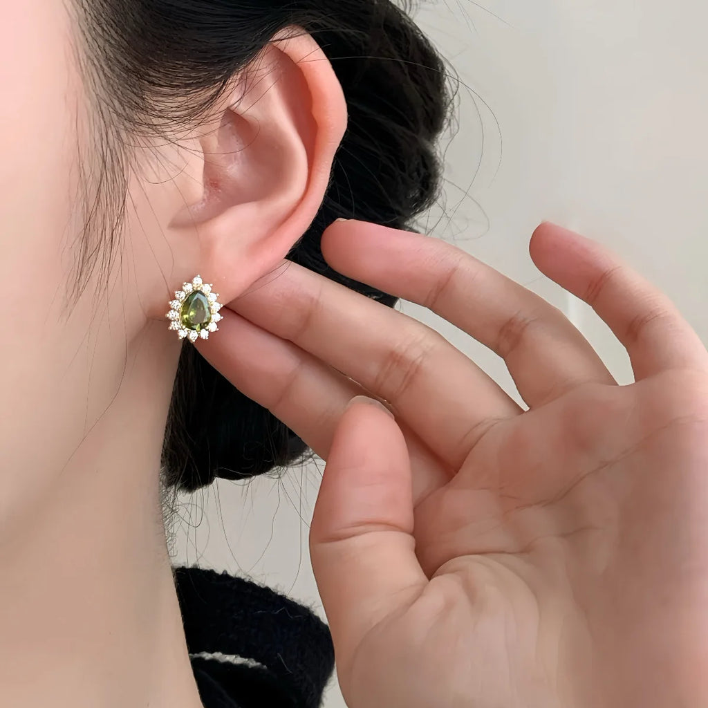Green Water Droplet Ear Accessories